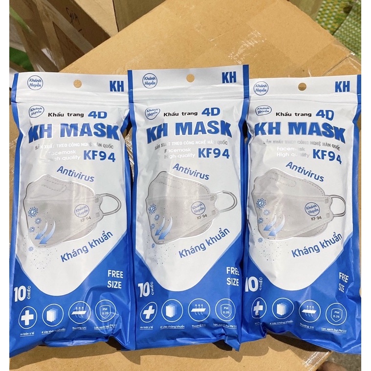 THÙNG 300 CHIẾC KHẨU TRANG KHÁNG KHUẨN 4D KH MASK KF94 AN TOÀN HỢP THỜI TRANG