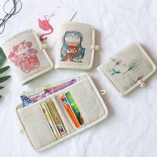Ví gấp chọn mẫu- Ví vải canvas thủ công gấp vải cực xinh hình mèo phong cách Nhật Bản( Dr chọn mẫu)