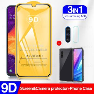 Kính cường lực 9D 3 trong 1 + Ốp điện thoại cho samsung A51 A71 A8+ 2018 M10 M20 30 a50 A40 a20 a30 a10 A7 2018 A750