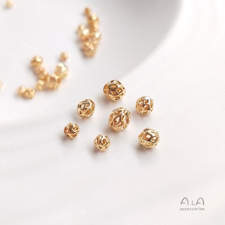 Bộ 10 hạt vuông rỗng 14K tự làm trang sức