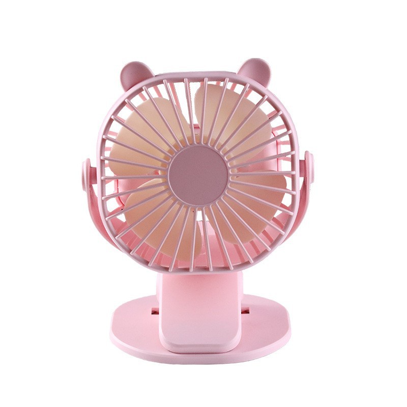 Quạt kẹp cạnh bàn , kẹp cạnh màn hình , kẹp nôi cho bé hình tai mèo nhựa ABS cao cấp