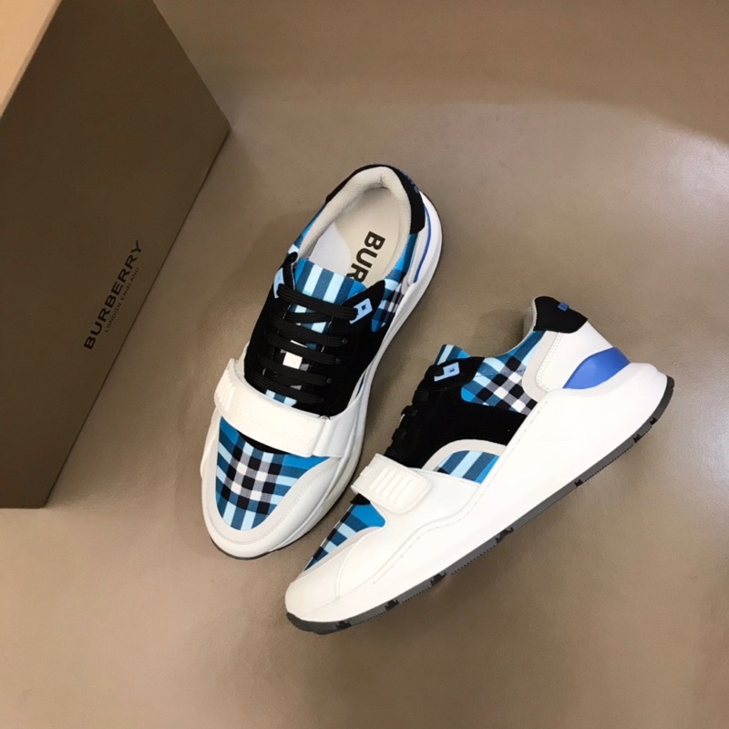 Giày thể thao nam đế cong thương hiệu thời trang cao cấp Burberry BBR chất liệu da thật phối vải