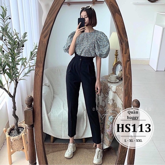 Quần tây bigsize nữ lưng cao bèo - Form quần rộng chất vải không giãn - Thời trang công sở HS113 - Size 55-90kg L XL XXL | BigBuy360 - bigbuy360.vn