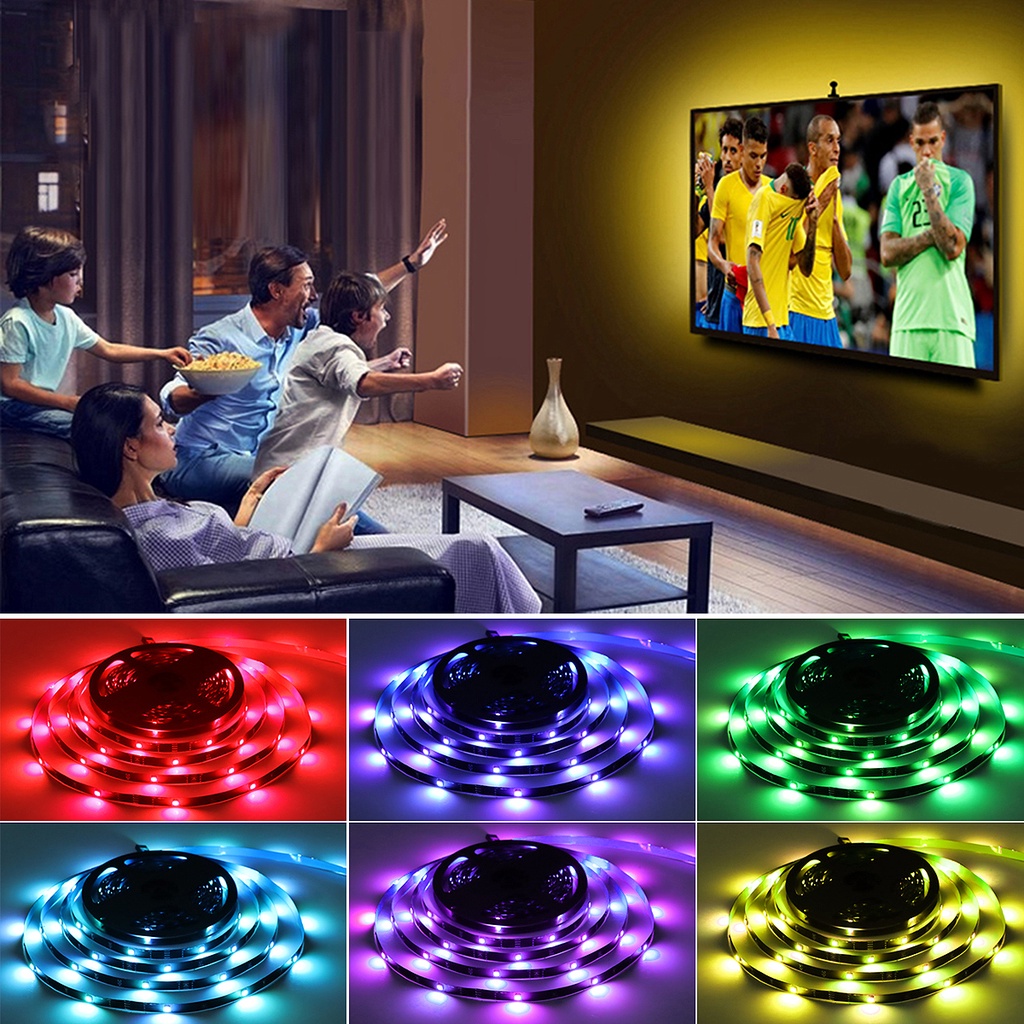 Dây Đèn LED Smd 5050 RGB 30 Bóng/m 1M/2M/3M/4M/5M Điều Khiển Âm Thanh DC5V Dùng Trang Trí Phòng Ngủ