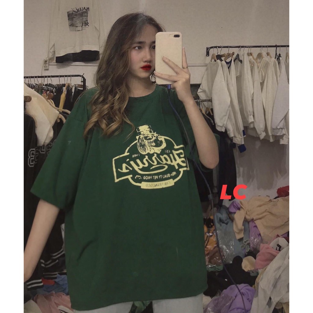 Áo Phông Cổ Tròn Dáng Rộng In Hình Harry's 🎁 Nana's House 🎁 Thun tay lỡ oversize màu xanh rêu trẻ trung, cá tính | BigBuy360 - bigbuy360.vn