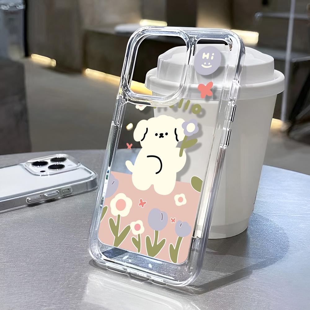 Ốp Điện Thoại Tpu Trong Suốt In Hình Chó Và Hoa Cho iphone 14 Plus 11 13promax 12 7Plus X XS Max 7 8 SE 2020