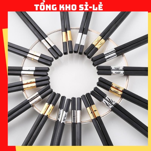 Đũa Ăn Khảm Vàng , Khảm Bạc Phong Cách Nhật Bản (Hộp 10 Đôi) 2248 tổng kho sỉ vp88