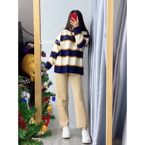 ÁO LEN SỌC NGANG DÁNG RỘNG