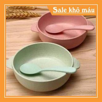 [freeShip-Khô Máu] BỘ BÁT THÌA LÚA MẠCH CHO BÉ TẬP ĂN DẶM (Kho Tiện Ích Family Mart)