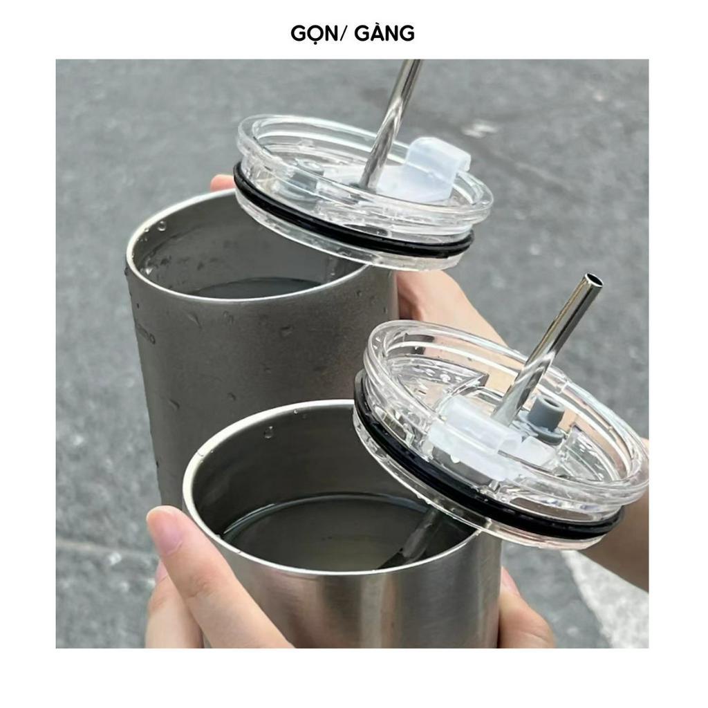 Bình giữ nhiệt bình đựng nước Iced Americano kèm ống hút Inox thép không gỉ SUS304 cao cấp ly giữ nhiệt Gọn Gàng