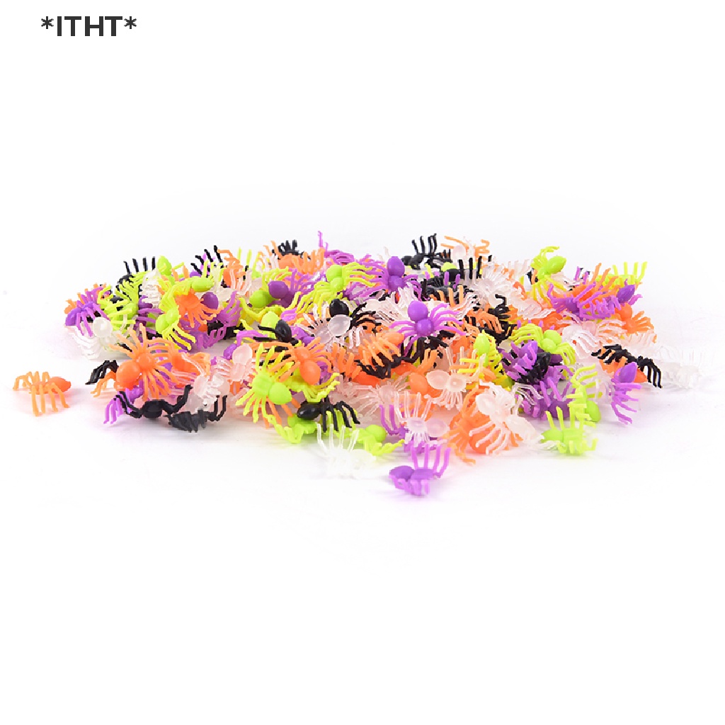 Set 200 Nhện Nhựa Mini Nhiều Màu Sắc Dùng Trang Trí Halloween