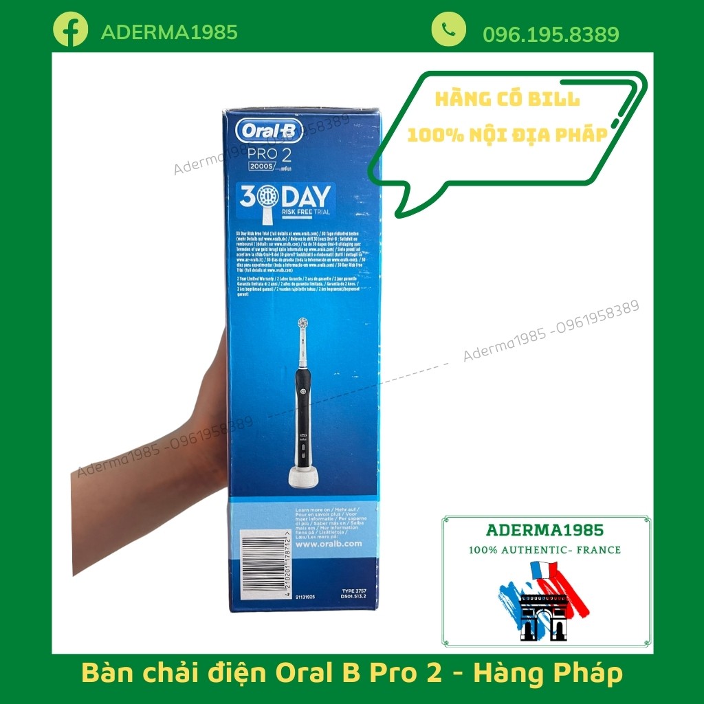 Bàn chải đánh răng điện Oral-B Pro 2 2000S Sensi Ultrathin , oralb pro 2 làm sạch răng, hạn chế viêm nướu - hàng pháp