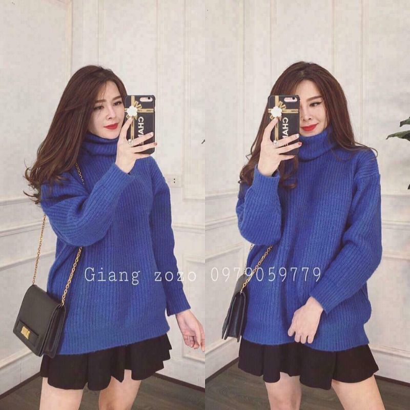 Áo len xanh cổ lọ Z.R hàng QCL1
