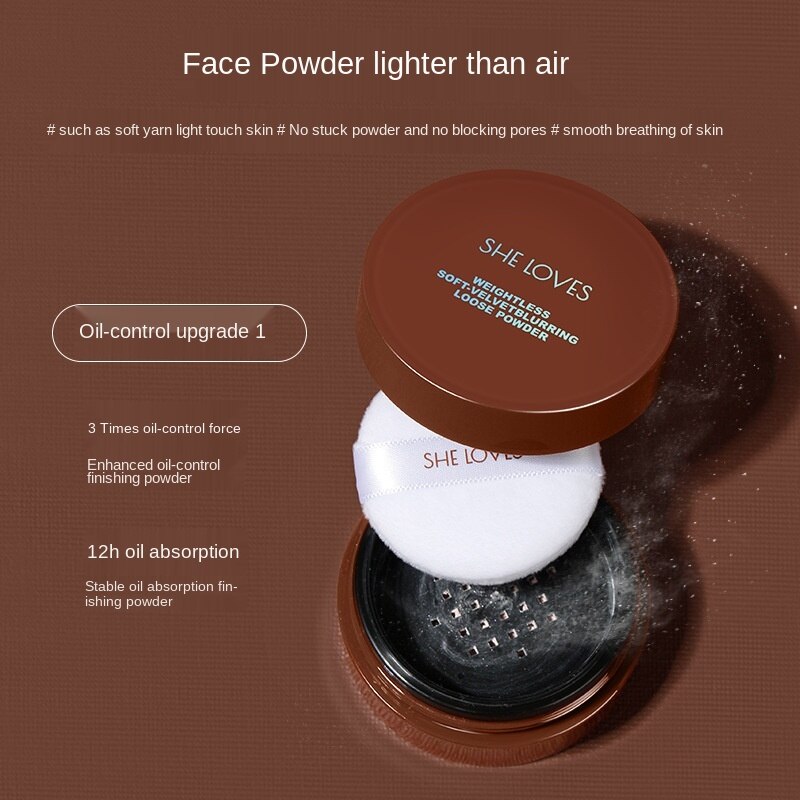 Phấn phủ SHE LOVES chống thấm nước kiềm dầu trong suốt che khuyết điểm bao bì chocolate 6g