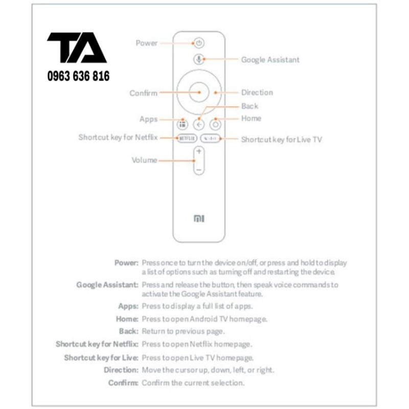 Remote tivi Mi Box, Điều khiển tivi Xiaomi Mi Box S