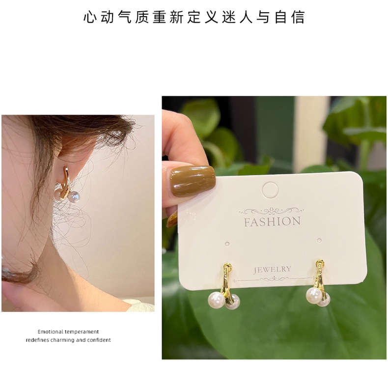Bông Tai Mạ Bạc 925 Đính Ngọc Trai Thời Trang Thu Đông Mới Cho Nữ