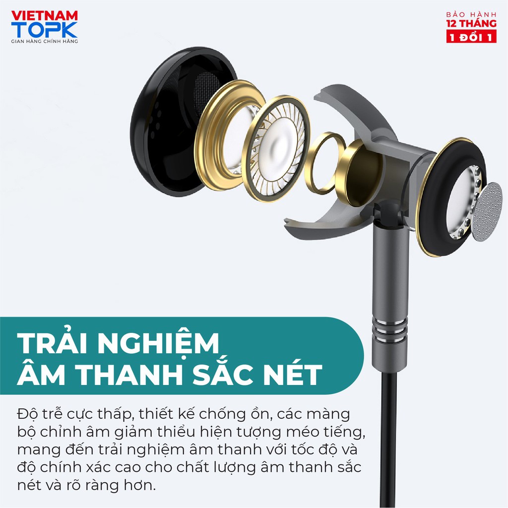 Tai nghe nhét tai có dây TOPK F35 - Âm thanh Stereo Hifi - Jack cắm 3.5mm - Hàng chính hãng - Bảo hành 12 tháng 1 đổi 1