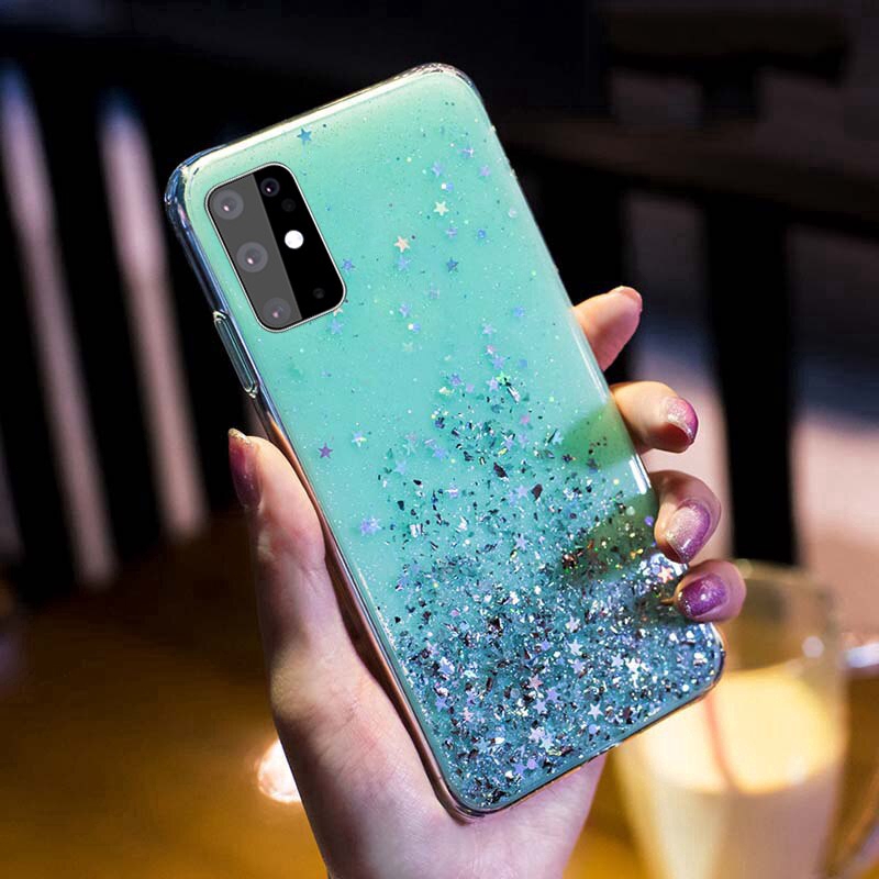 Ốp điện thoại mềm họa tiết sequin lấp lánh cho Samsung Galay A12 A02S A51 A71 A50 S20 Ultra S20 Plus Note 10 lite S10 Lite
