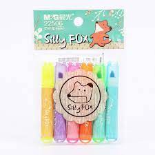 Bút Dạ Quang Mini SillyFox Note Lại Công Việc /Việc Học Tập Bộ 6 Màu Hồng/Cam/Vàng/Xanh Lá/Tím/Xanh Dương - M&amp;G SHM22506