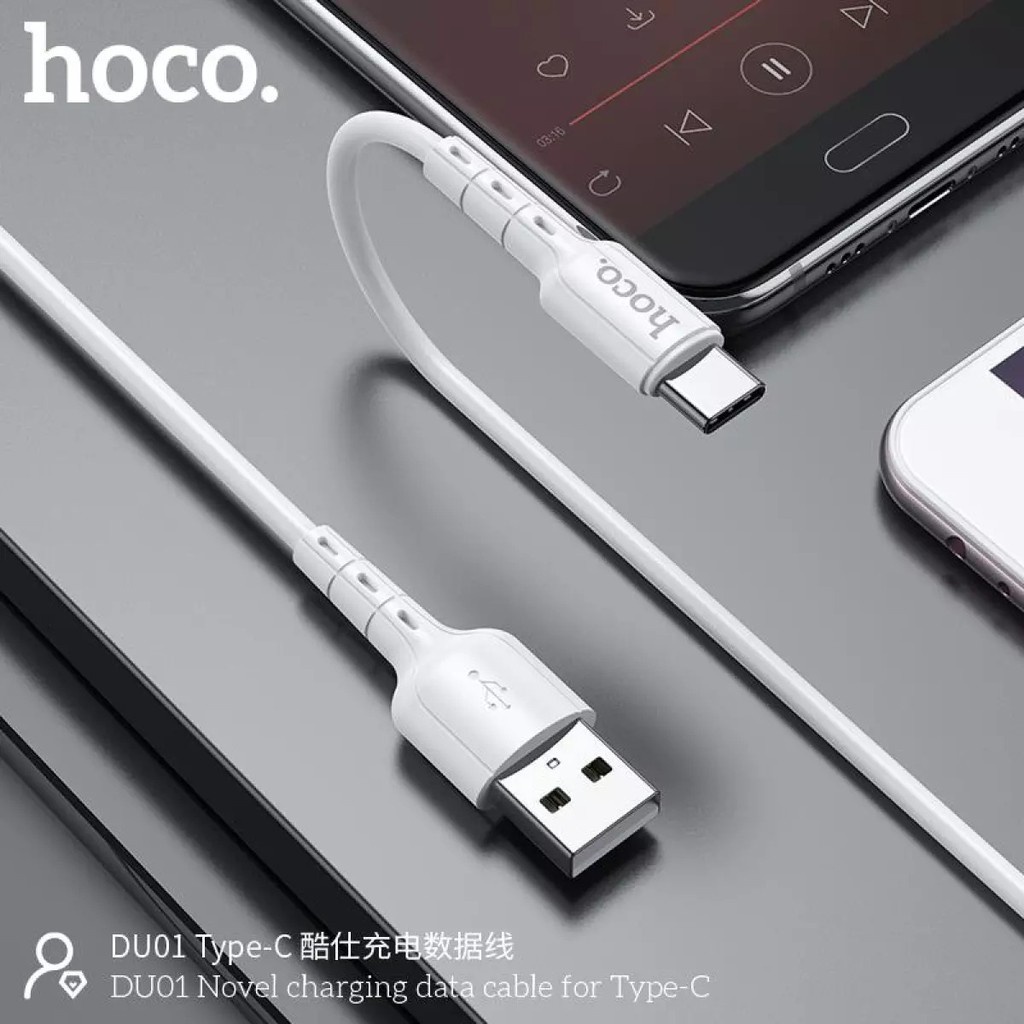 🌟CHÍNH HÃNG🌟 Cáp sạc và truyền dữ liệu Hoco DU01 USB to Micro/Lightning/Type-C sạc nhanh 2.4A/3A dài 100cm - CCN
