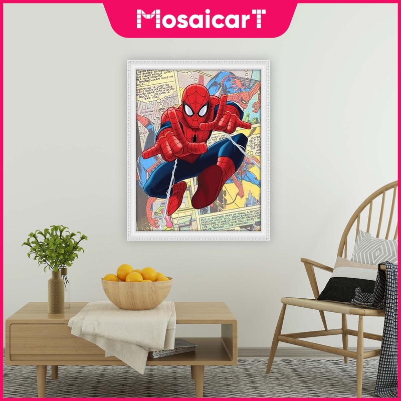Bộ Tranh Đính Đá 5D Tự Làm Hình Siêu Anh Hùng Marvel 30x40cm / 40x50cm