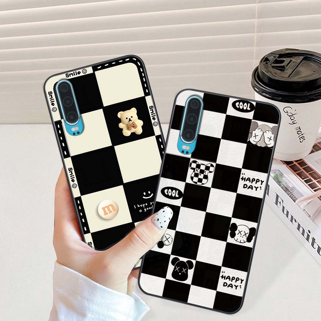 Ốp Huawei P30 / P30 Pro gấu Bear rick caro vuông thời trang siêu đẹp