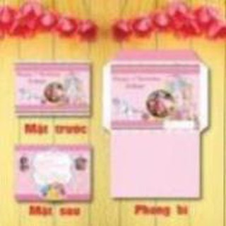 Thiệp Thôi nôi, sinh nhật, đầy tháng in nội dung theo yêu cầu HP1102