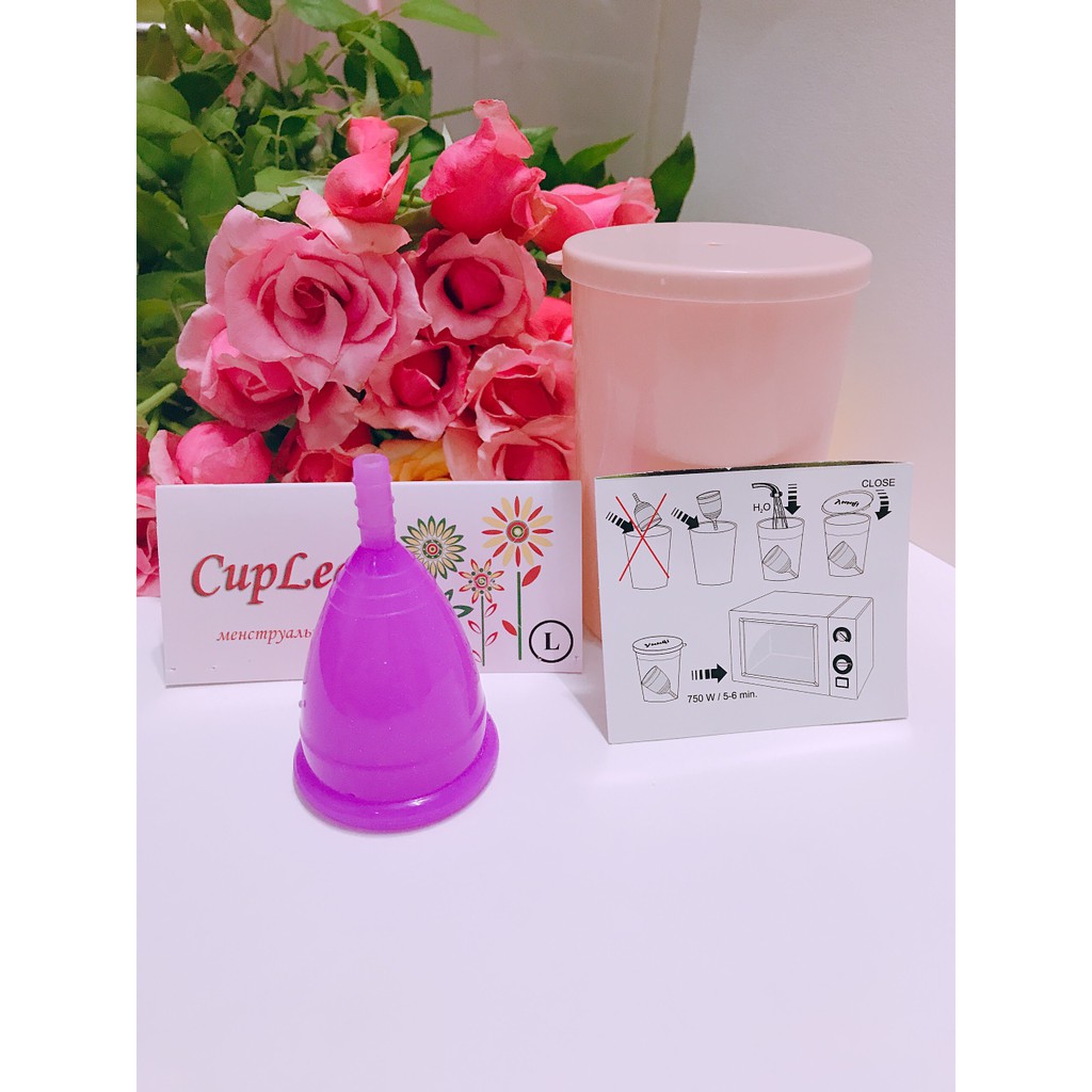 Cốc nguyệt san Cuplee + cốc tuyệt trùng + túi vải