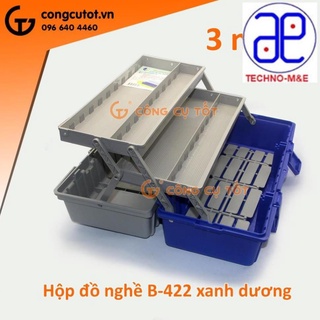 Thùng đồ nghề 3 tầng tự mở 420x200x180mm buddy b-422 mầu xanh dương xám