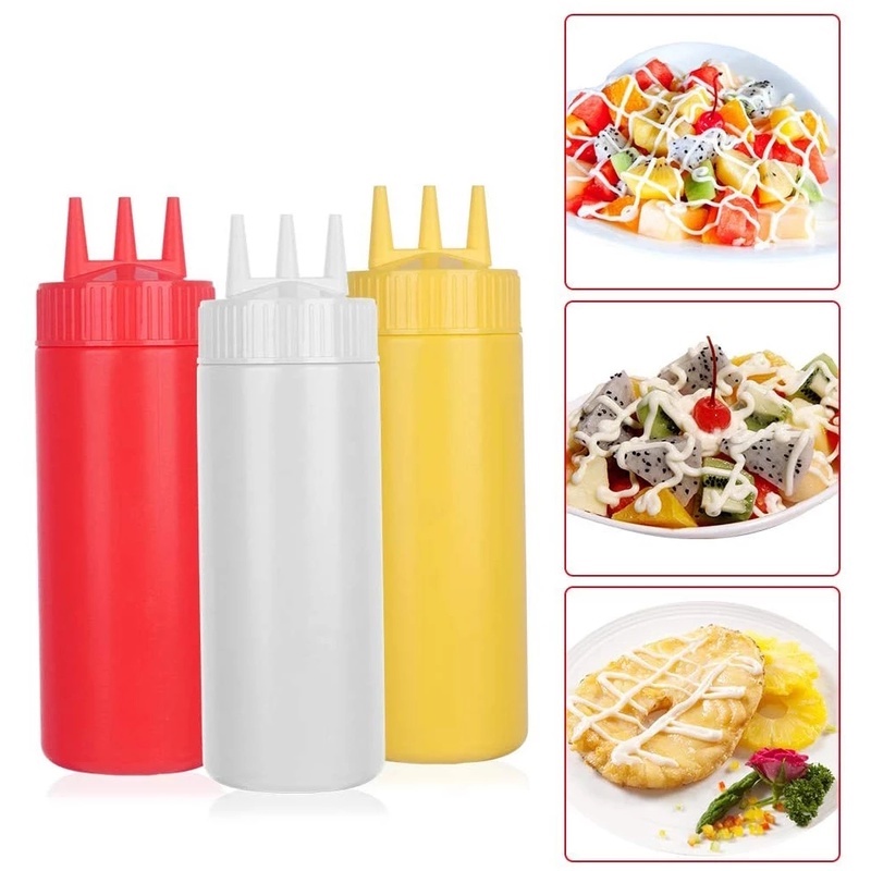Bình nhựa đựng nước sốt 3 lỗ 450/650ml tiện dụng cho nhà bếp