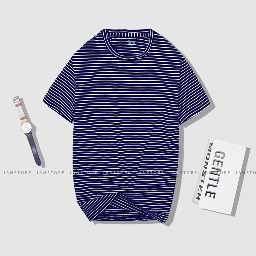 Áo phông kẻ Unisex ngắn tay cổ tròn , áo thun kẻ 100% cotton cho nam nữ VNXK Jan Store | BigBuy360 - bigbuy360.vn