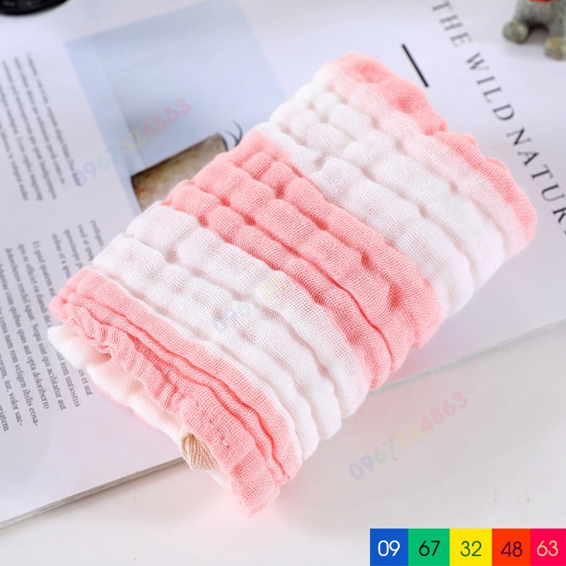 Khăn sữa xô 6 lớp XỌC KẺ rửa mặt loại dày siêu mềm mại cho bé