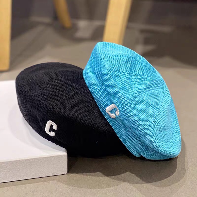 Nón beret Phối Lưới In Chữ C Thời Trang Nhật Bản Xinh Xắn Cho Nữ