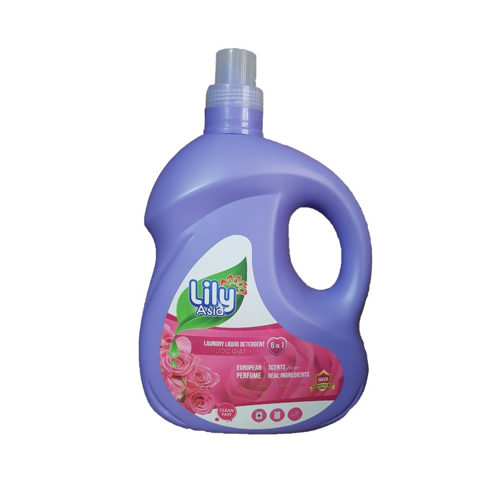 Nước giặt xả Lily hương nước hoa thiên nhiên can 4kg - 3.6L màu hồng