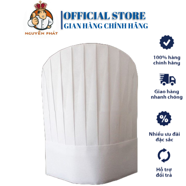 Nón giấy bếp, Mũ giấy bếp Cao 30cm (Combo 10 cái) - Dụng cụ bếp Đà Nẵng