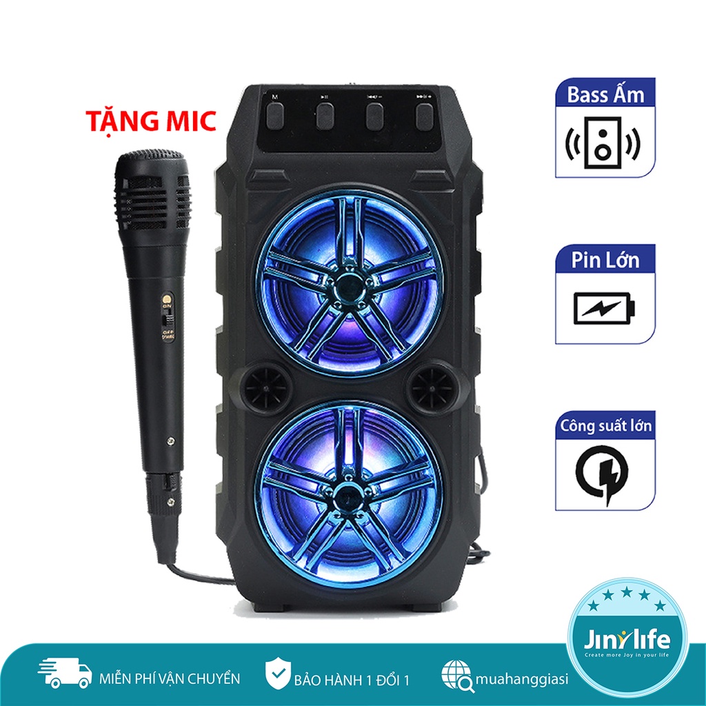 LOA KARAOKE MINI AJ-529 TẶNG KÈM MIC, LOA KẸO KÉO KARAOKE BLUETOOTH MINI, LOA KARAOKE MINI CÔNG SUẤT LỚN,