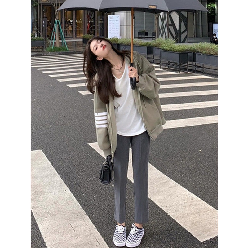 Áo Khoác Bóng Chày Mỏng Dáng Rộng Phong Cách Preppy Thời Trang Mùa Thu Cho Nữ Size S-2XL