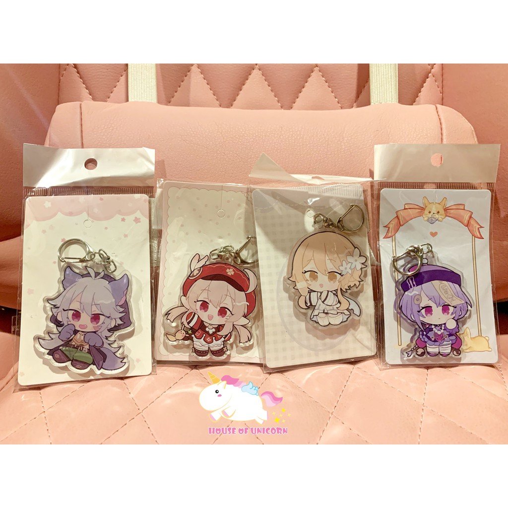 Móc khóa Genshin Impact chibi Dzongli Diluc Childe Razor  Lumine Qiqi Klee Barbara Keqing Xiangling