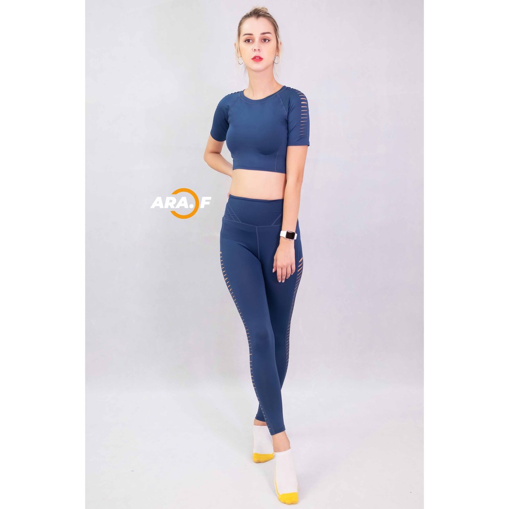 Bộ quần áo Yoga_Set Áo Croptop CẮT LASER - 24CN- ARAF- Tập Thể thao, Gym, Yoga, Aerobic
