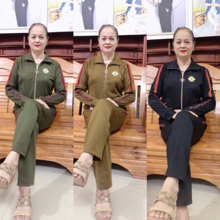 Bộ đồ trung niên thu đông nữ chất co giãn umi Midi