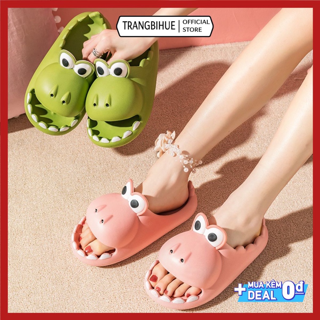 Dép Đi Trong Nhà Đế Mềm Chống Trượt Hình Khủng Long Hoạt Hình Dễ Thương Dành Cho Cặp Đôi TRANGBIHUE