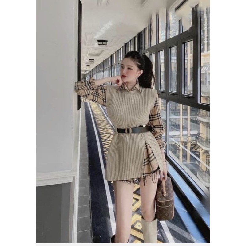 sét áo nữ ( Áo ngoài chất gân đũa Có giãn mềm mại,Áo trong chất vải Cate nhật mềm đẹp | BigBuy360 - bigbuy360.vn