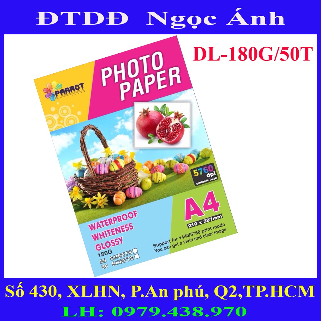 NaShop - Giấy in ảnh A4 1 mặt bóng định lượng 135g,180g, 230g, văn phòng phẩm