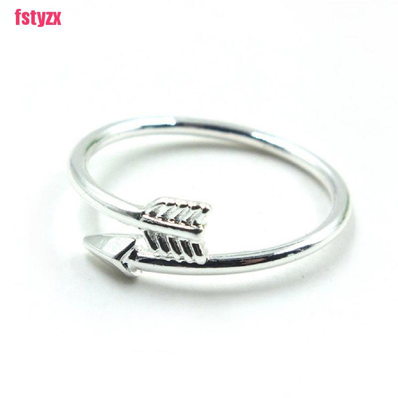 FSVN Women Girl Fashion Rings Gold Silver Adjustable Arrow Open Knuckle Ring Jewelry