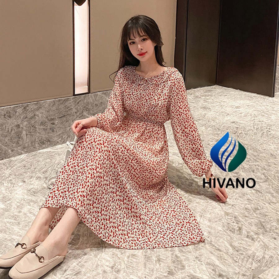 Váy hoa nhí ulzzang cổ vuông ren tay dài , Đầm vintage trắng đỏ thiết kế dự tiệc kiểu dáng xòe (ảnh-video thật)