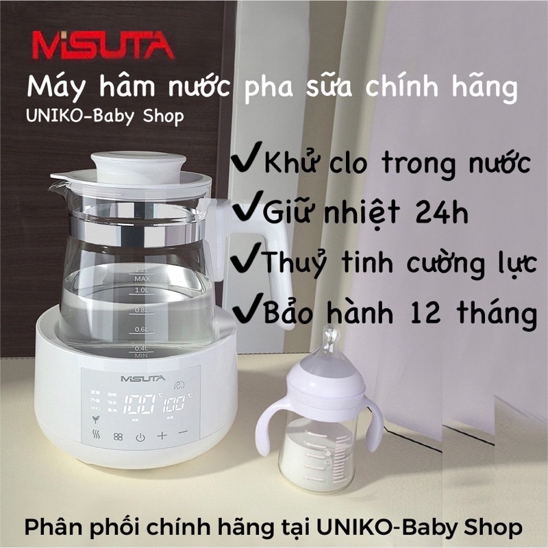 Bình đun nước pha sữa-Máy đun nước pha sữa MISUTA- Máy hâm nước pha sữa MISUTA 1,2L mới nhất+TẶNG KÈM JACK CHUYỂN ĐỔI