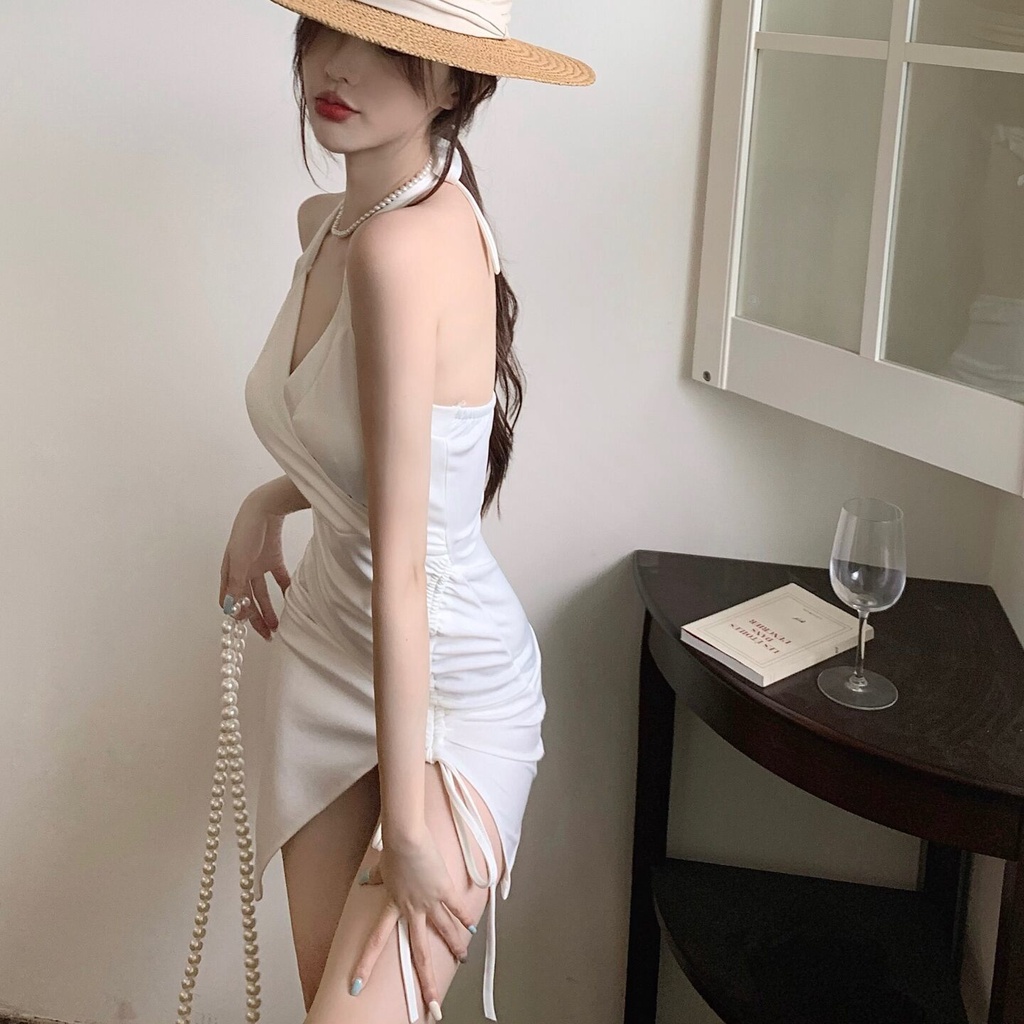 COZOK Đầm không tay ôm dáng với dây đeo cổ