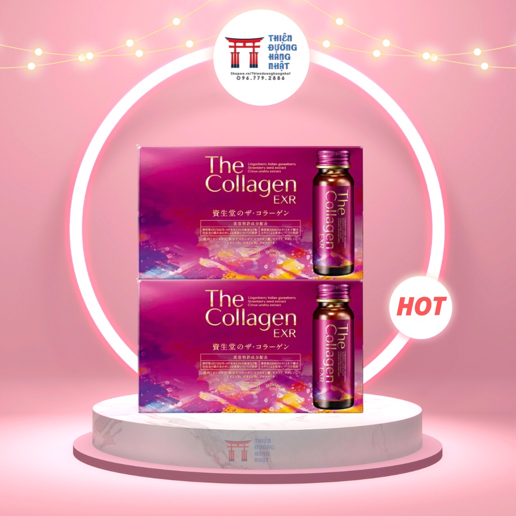 The Collagen Shiseido EXR, nước uống collagen peptide thủy phân làm đẹp da Nhật Bản, hộp 10 chai 50ml