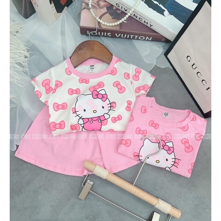 bộ cotton kitty quần giả váy xinh yêu cho bé gái - bctk