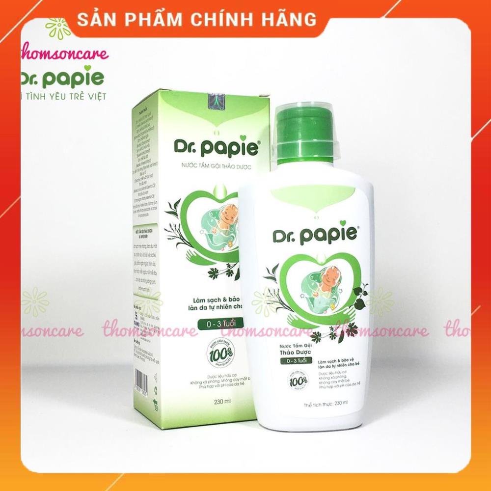 Sữa tắm gội thảo dược cho bé từ sơ sinh Dr Papie Chai 230ml từ lá trà, mướp đắng, trầu không, tràm, sả chanh